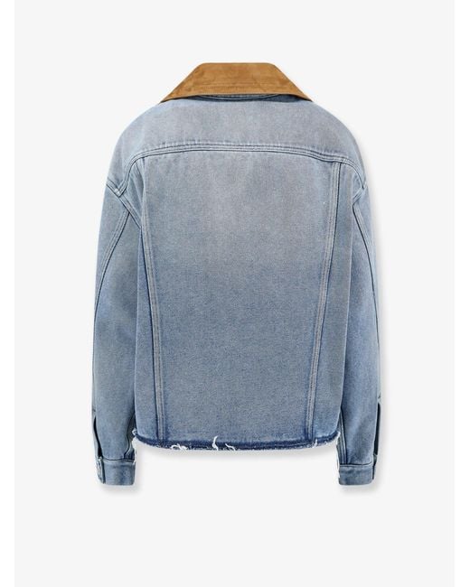 Miu Miu Blue Denim Jacket With Suede Detail