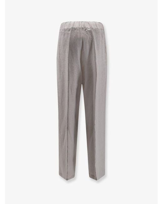 Semicouture Gray Linen Trousers