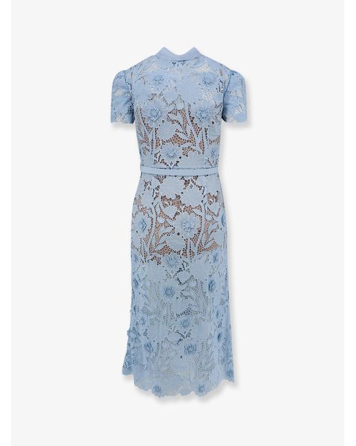 Self-Portrait Blue Self Portrait Lace Dress With Belt