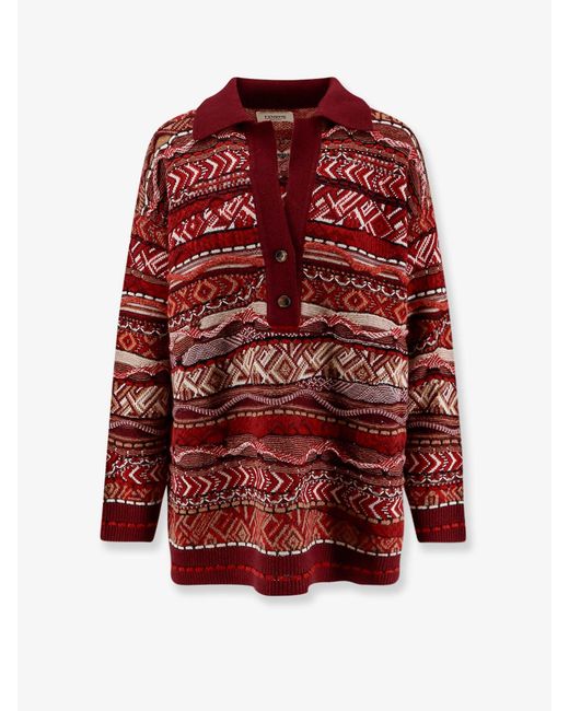 Laneus Polo Sweater With Multicolored Inlays