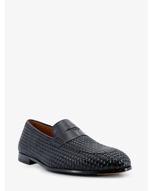 Doucal's Black Braidy Leather Loafers for men
