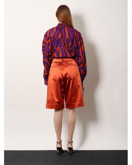 Dries Van Noten Red Cotton Blend Bermuda Shorts