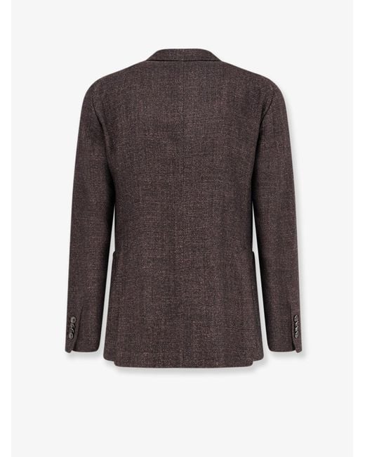 Tagliatore Brown Virgin Wool And Silk Blazer for men