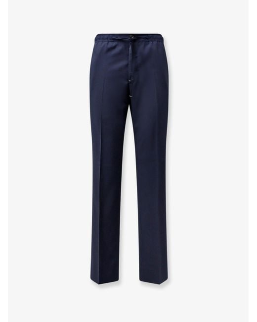 Corneliani Blue Virgin Wool And Silk Trousers for men
