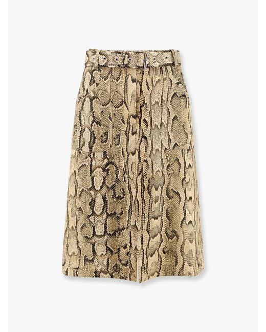 Dries Van Noten Natural Sheraz Viscose And Cotton Skirt With Reptile Print