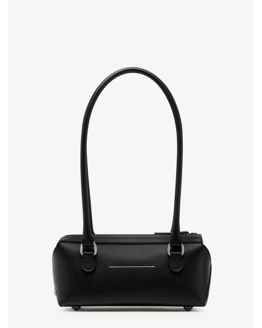 MM6 by Maison Margiela Black Mini Bauletto Leather Shoulder Bag