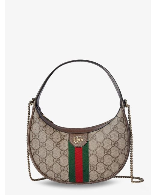Gucci Metallic Ophidia Gg Supreme Fabric And Leather Shoulder Bag