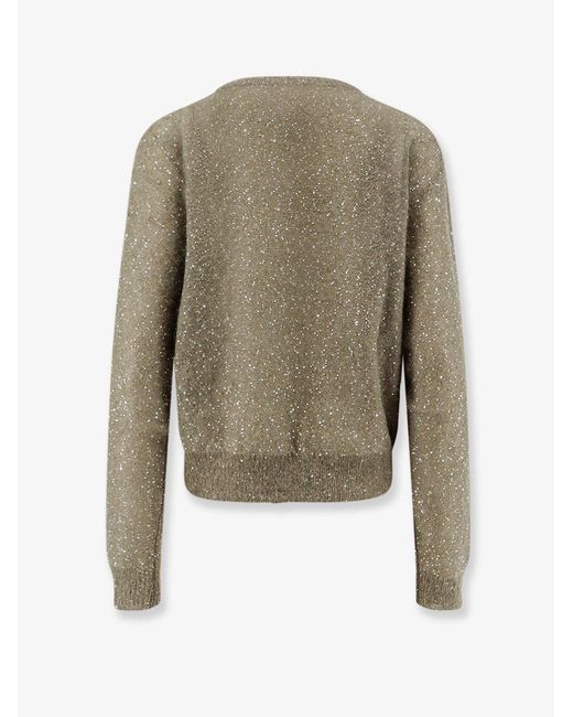 Nude Green Mohair Blend Sweater With Sequins