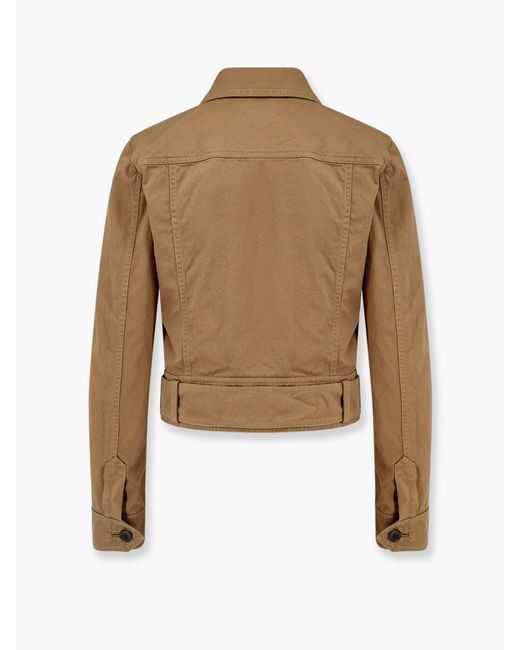 ジャケット SAINT LAURENT Certified cotton cropped jacket Saint Laurent Certified Cotton Cropped Jacket in Natural | Lyst