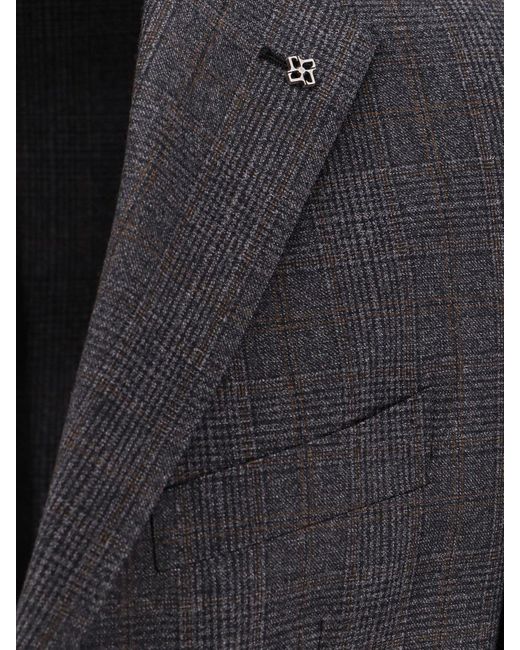 Tagliatore Blue Virgin Wool Dress With Prince Of Wales Motif for men