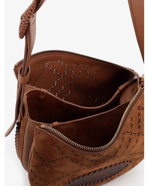 Burberry Brown Tavistock Suede Crossbody Bag With Perforated Pattern