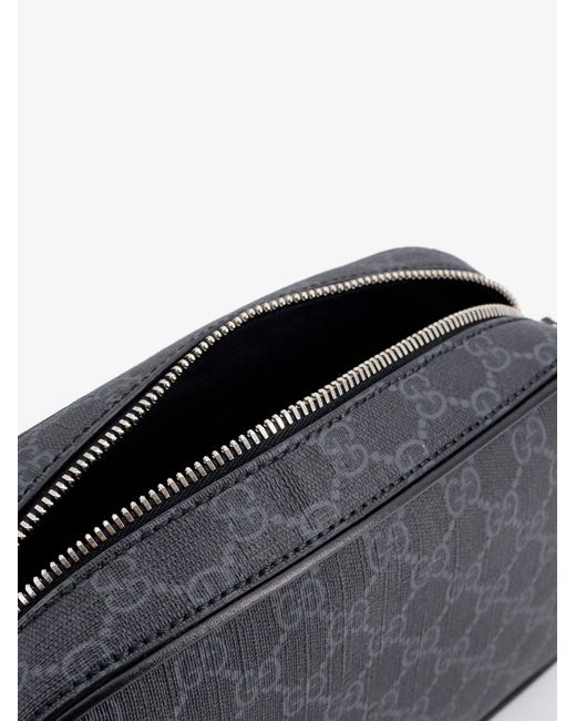 Gucci Gray GG Supreme Zipped Messenger Bag for men