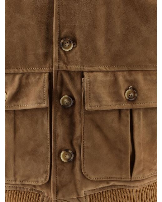 DFOUR® Brown Suede Jacket for men