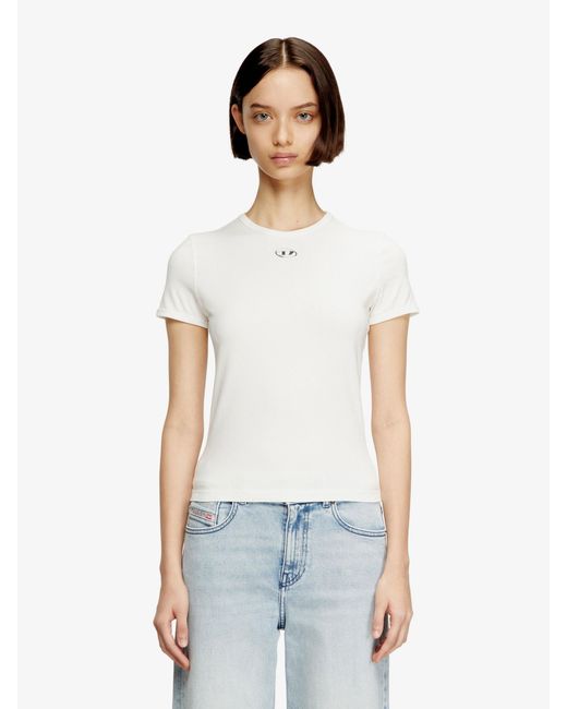 DIESEL White T-Uncutieslong-Od Cotton Blend T-Shirt