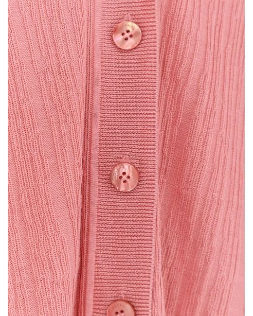 Joseph Pink Silk And Cotton Cardigan With Crinkled Effect