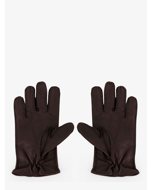 Orciani Brown Leather Gloves for men