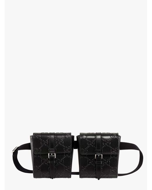 Gucci Black GG Embossed Leather Belt Bag for men
