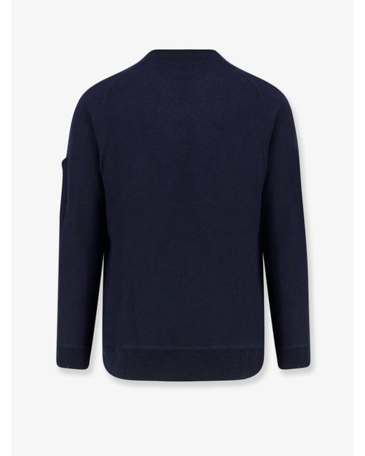 C P Company Blue C.P.Company Wool And Cotton Felted Sweater for men