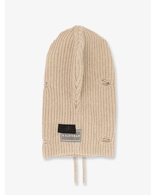 MM6 by Maison Margiela Natural Wool Blend Balaclava With Distressed Effect