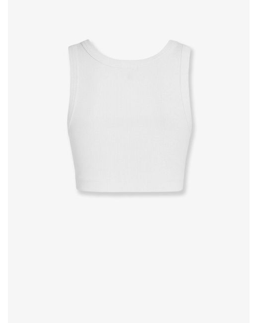 Dolce & Gabbana White Cotton Top With Logo Patch