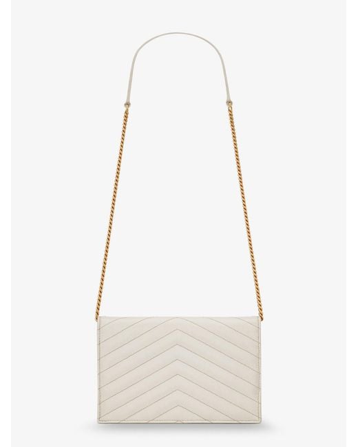 Saint Laurent White Envelope Leather Crossbody Bag
