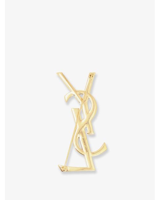 Saint Laurent White Brass Serpente Brooch