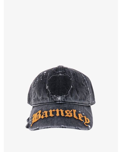 Martine Rose Blue Cotton Destroyed Effect Unlined Hats for men