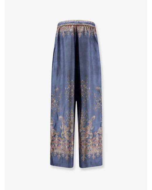 Zimmermann Blue Valiant Track Silk Trousers