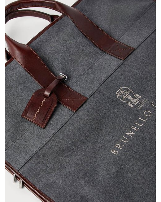 Brunello Cucinelli Black Technical Fabric And Leather Garment Bag for men