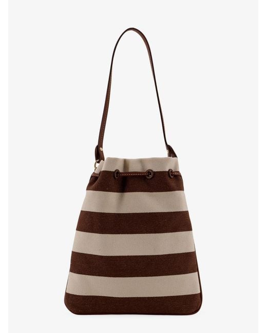 Miu Miu Brown Canvas Striped Bucket Bag
