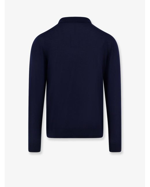 Kiton Blue Wool Polo Shirt for men