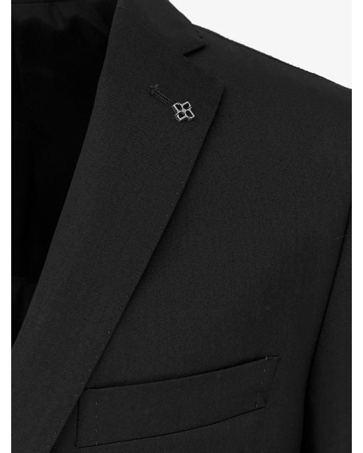 Tagliatore Black Single-Breasted Virgin Wool Suit for men