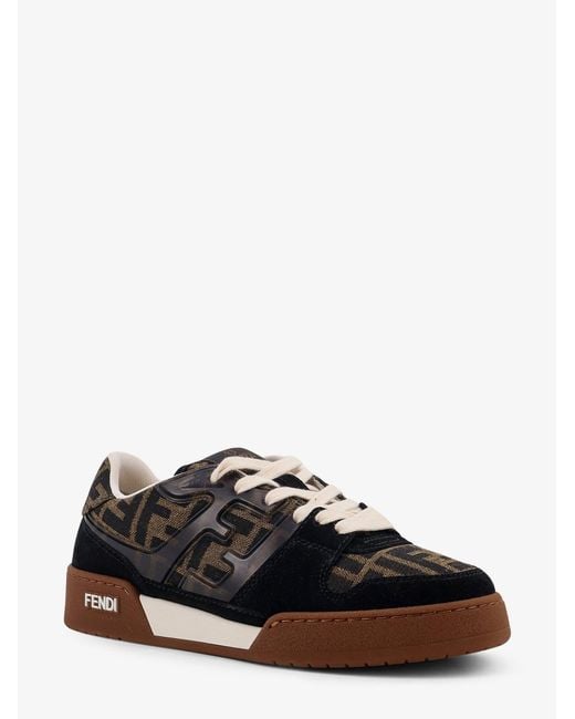 Match Suede Sneakers With Jacquard Ff Fabric Inserts-Donna di Fendi in Black