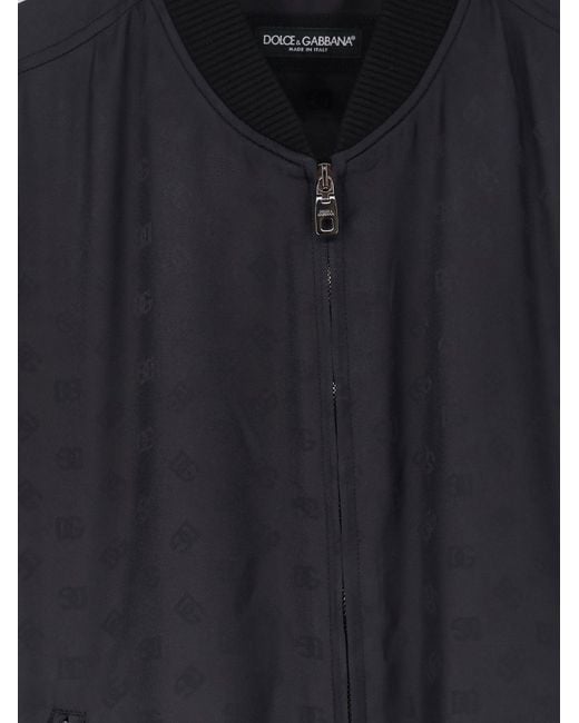 Silk Jacket With All-Over Dg Print-Uomo di Dolce & Gabbana in Blue da Uomo