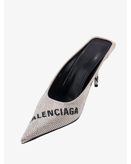 Balenciaga Metallic Stiletto Heel Leather Printed Sandals