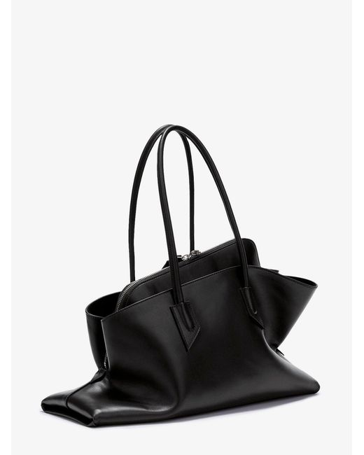The Attico Black La Passeggiata Medium Leather Shoulder Bag