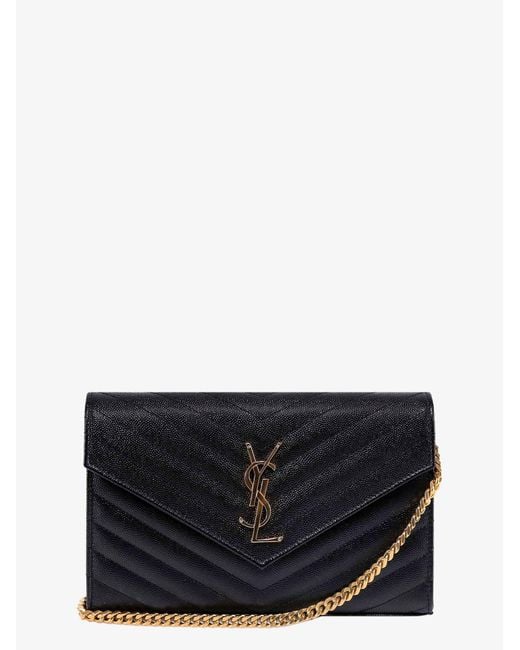 Saint Laurent Black Pochette Cassandre Grain-De-Poudre Leather Crossbody Bag