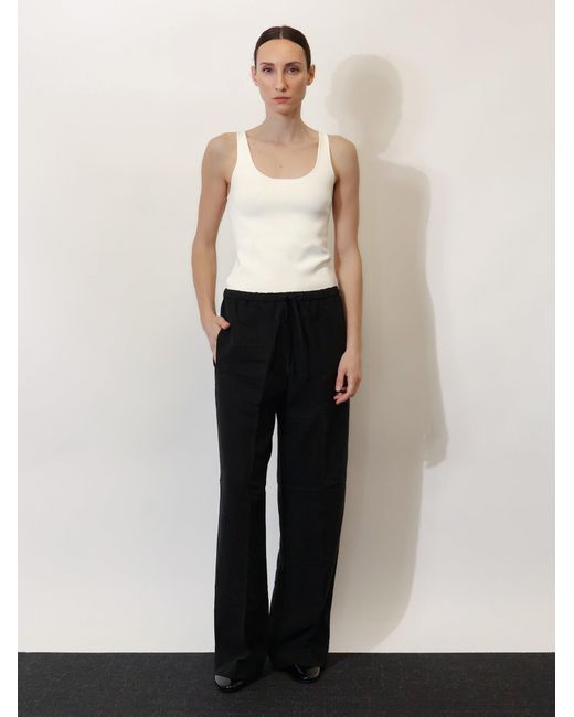 Totême  Black Linen And Lyocell Blend Trousers