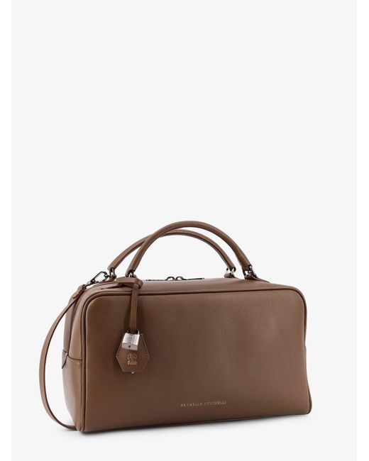Brunello Cucinelli Brown Boston Explorer Leather Crossbody Bag