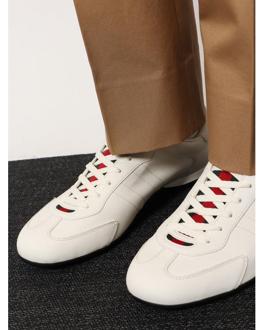 Gucci White Shift Leather Sneakers for men