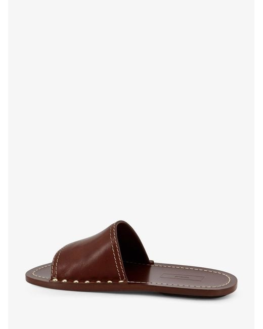 Totême Brown Low Leather Sandals With Metal Studs On The Sides