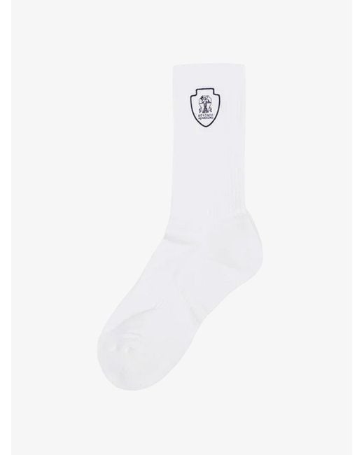Brunello Cucinelli White Cotton Blend Socks for men