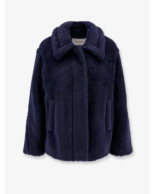 Max Mara Blue Mxmfuggito Alpaca And Virgin Wool Fur Jacket