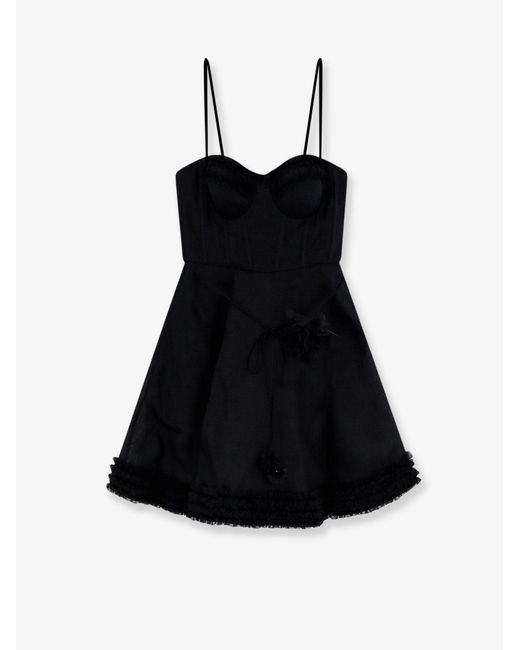 Zimmermann Black Luna Linen And Silk Blend Mini Dress