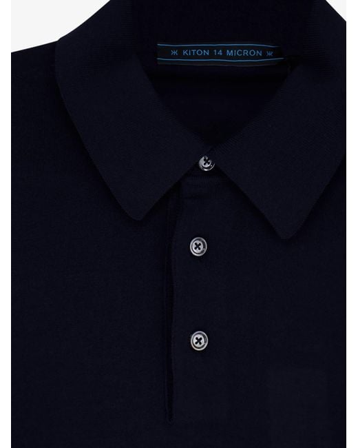 Kiton Blue Wool Polo Shirt for men