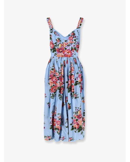 Dolce & Gabbana White Dolce & Gabbana Cotton Dress With Bouquet Flowers Print