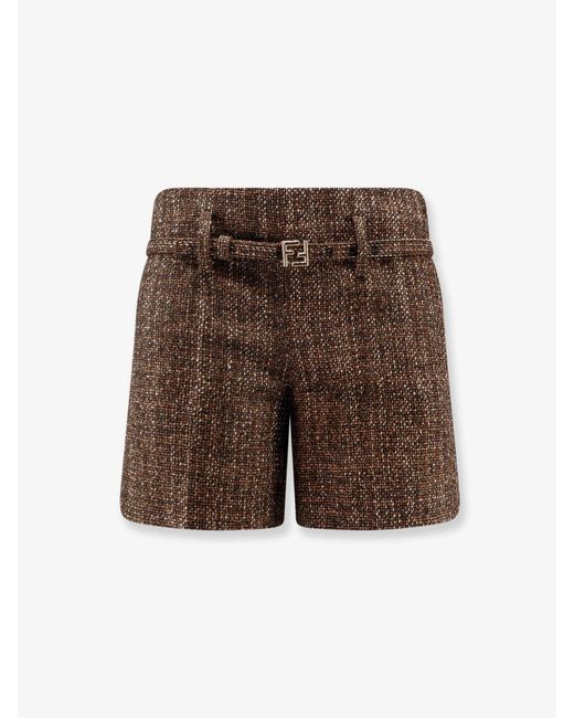 Alpaca And Wool Shorts-Donna di Fendi in Brown