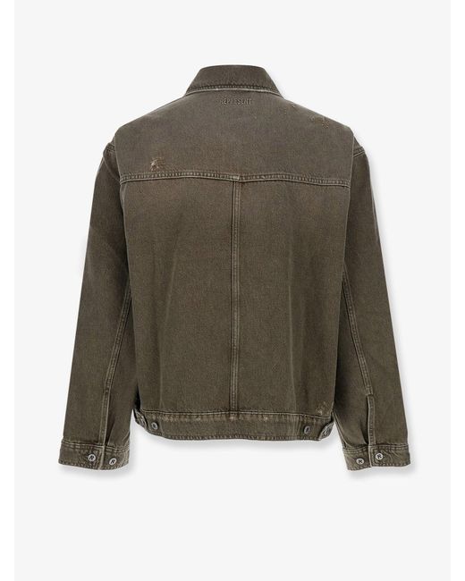 Represent Green Denim Jacket With Distressed Effect for men