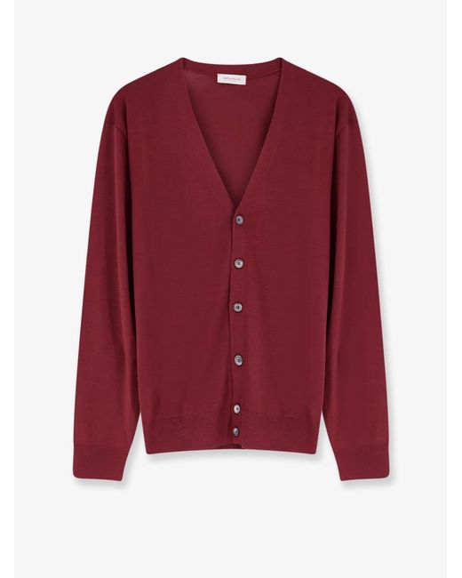 Bramani Cashmere Red Wool Cardigan for men
