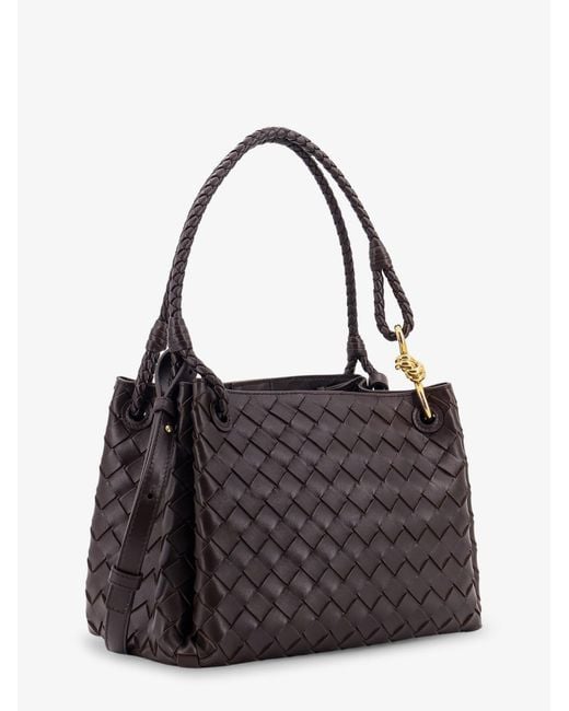 Bottega Veneta Black Parachute Leather Shoulder Bag With Intrecciato Pattern And Knot Detail